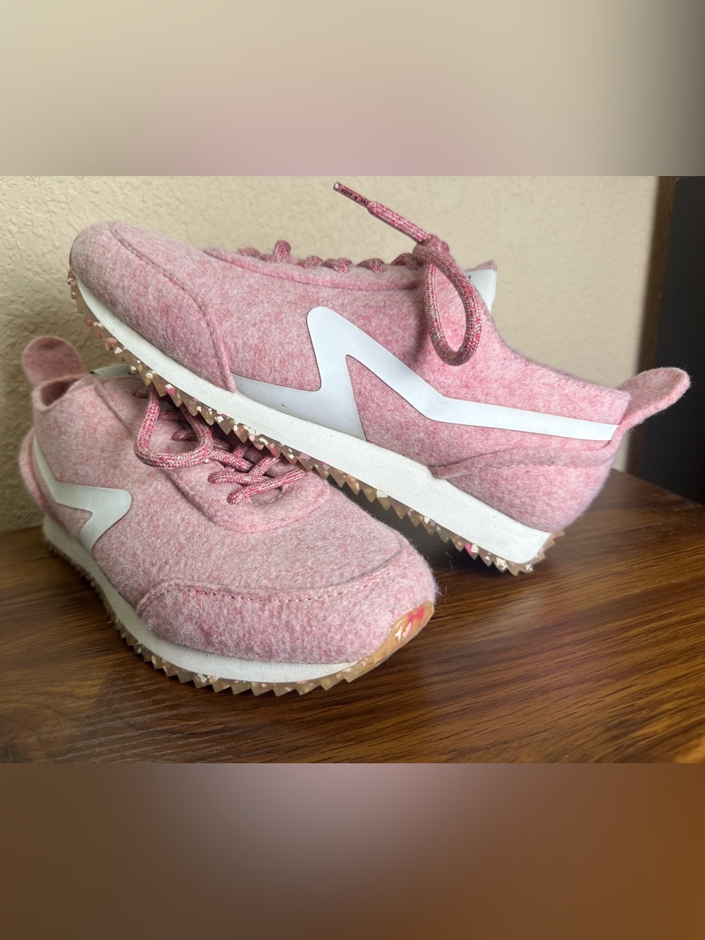 rag & bone Retro Runner Pink Melange Felt Sneakers Size 39 US 9 Very Good